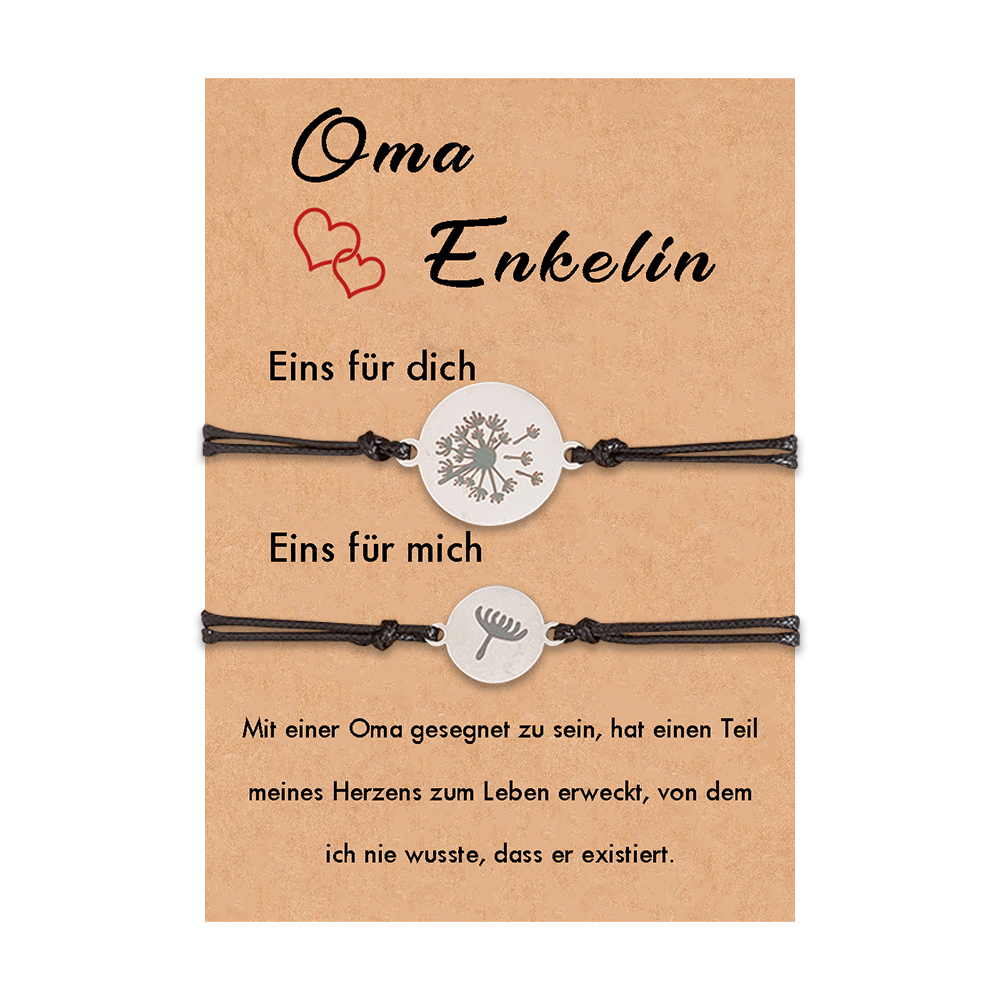 Löwenzahn Armbänder Set-Oma & Enkelin-Geschenk mit Nachrichtenkarte