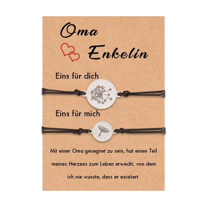 Löwenzahn Armbänder Set-Oma & Enkelin-Geschenk mit Nachrichtenkarte