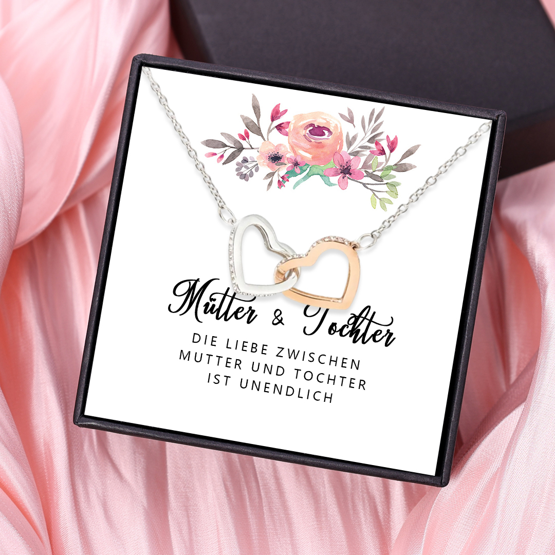 925 Sterling Silber Halskette-Die Liebe zwischen Mutter und Tochter ist unendlich-Geschenk mit Nachrichtenkarte 
