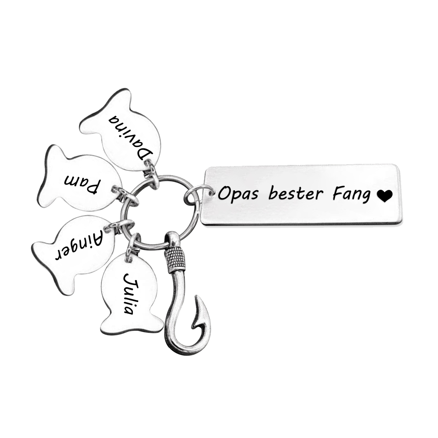 Personalisierbare 4 Namen Schlüsselanhänger-Opas bester Fang-Geschenk für Großvater
