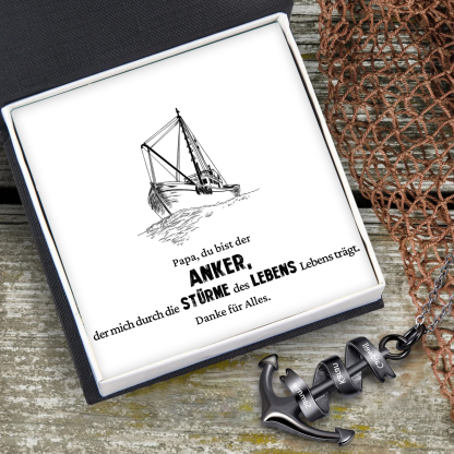 925 Sterling Silber Personalisierte 3 Namen Anker Halskette für Vater -Geschenk mit Nachrichtenkarte
