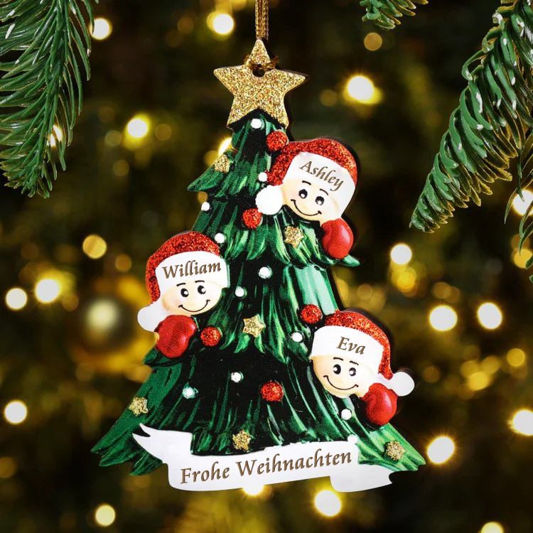 Holz Personalisiertes 2 Namen Text Weihnachtsornament Baum Anhänger mit 2 Familienmitgliedern