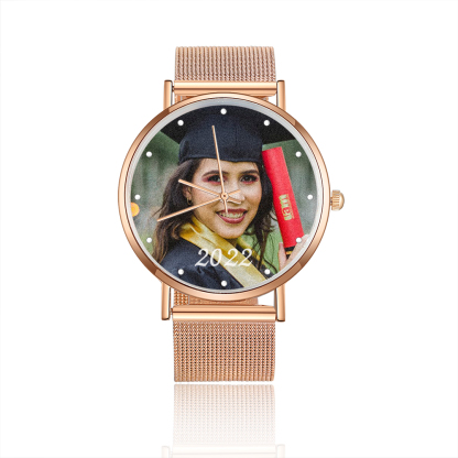 Damen Personalisierte Foto & Wunschtext Armbanduhr - Abschluss Glückwunsch Geschenk