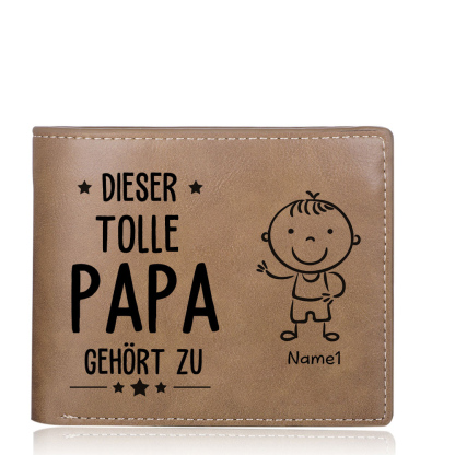 Personalisierte 1 Name & Foto-Dieser tolle Papa gehört  PU Leder Kurze Geldbörse für Vater