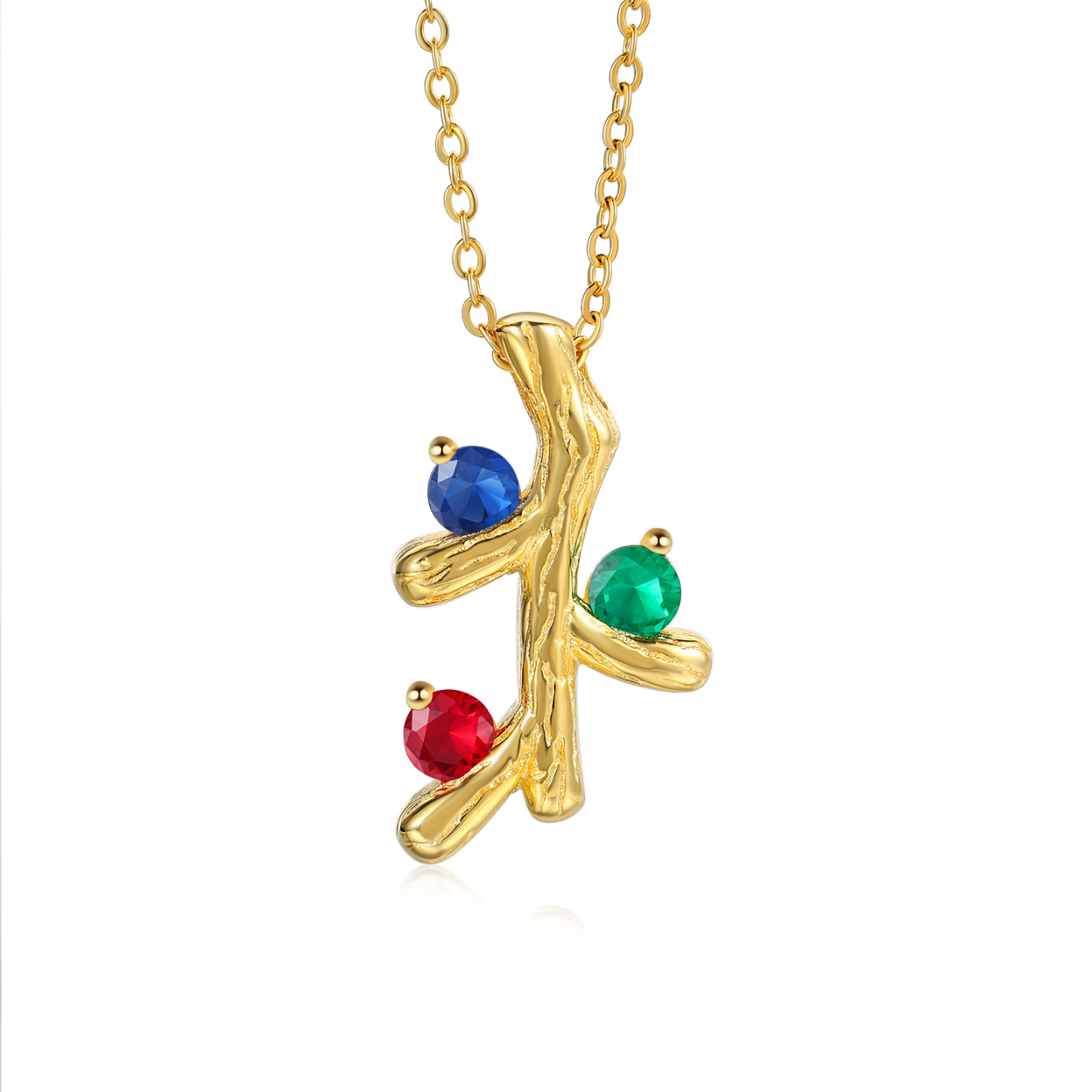 Personalisierte 3 Geburtssteine Zweig Halskette für Großmutter