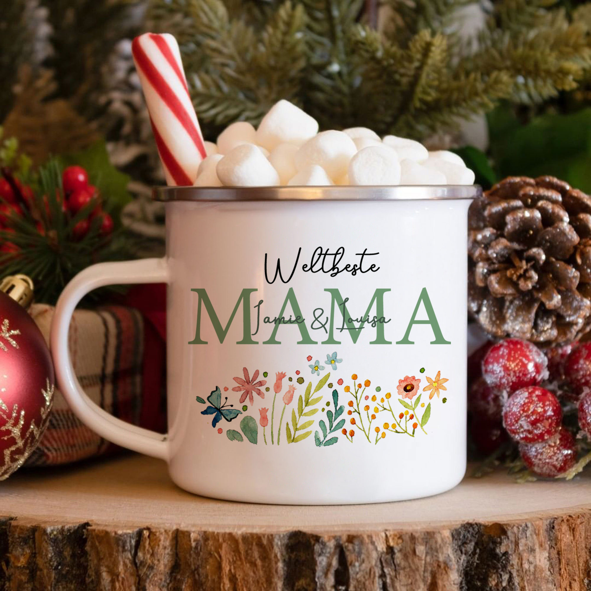 Emaille Tasse-Personalisierter Text-Weltbeste Mama-Emaille Becher für Mutter