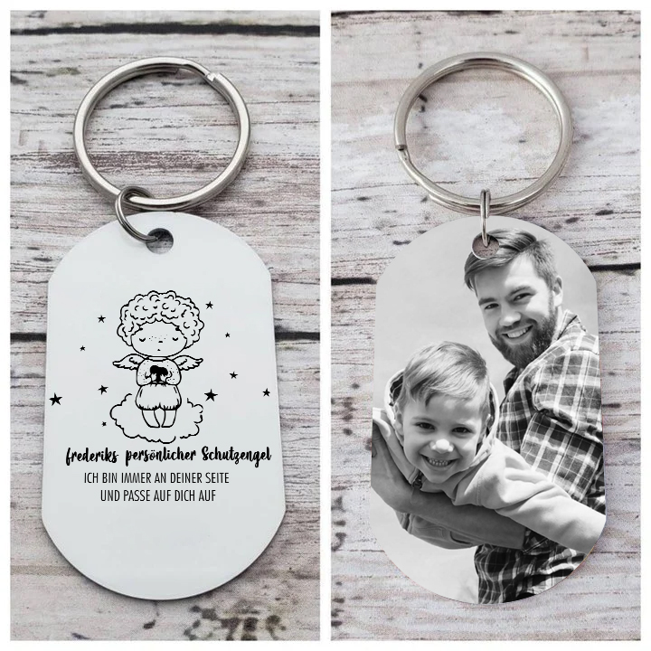 Personalisierbares Foto & Name-Ich bin immer an deiner Seite und passe auf dich auf-Schutzengel Schlüsselanhänger