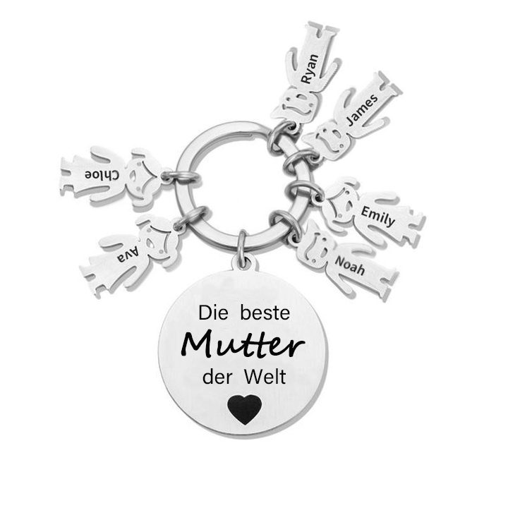 Gravur 6 Namen & Wunschtext Familie Schlüsselanhänger - Dieser Vater ( oder Mutter, Opa, Oma, usw. ) Gehört zu ...
