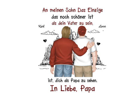 Herren Personalisierte 2 Namen- Leder Geldbörse mit Vater und Kind-An meine Sohn- Geschenk für Sohn
