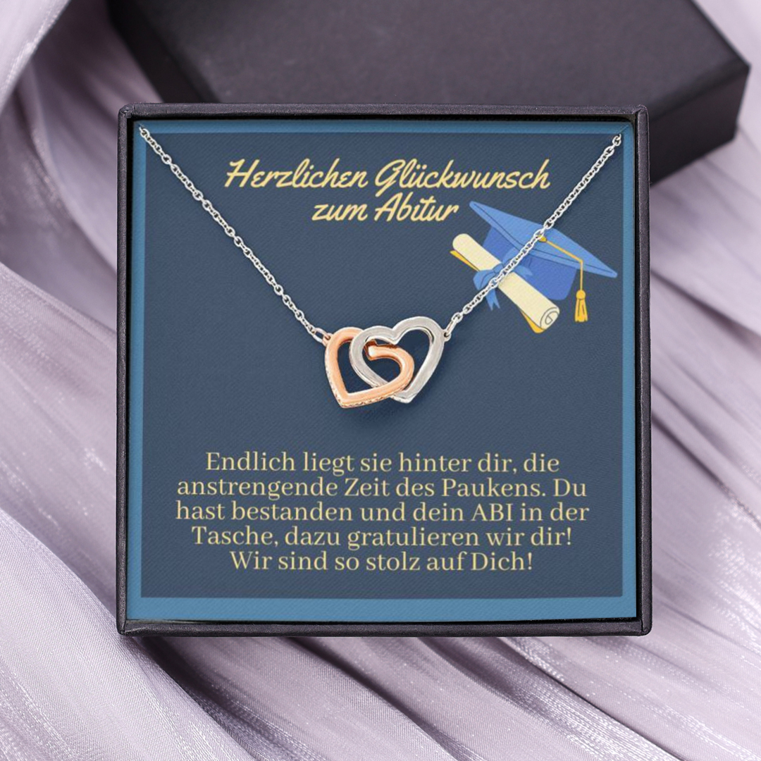 Kettenmachen 925 Sterling Silber Herz Halskette-Herzlichen Glückwunsch zum Abitur Wir sind so stolz auf Dich-Geschenk mit Nachrichtenkarte 32.59