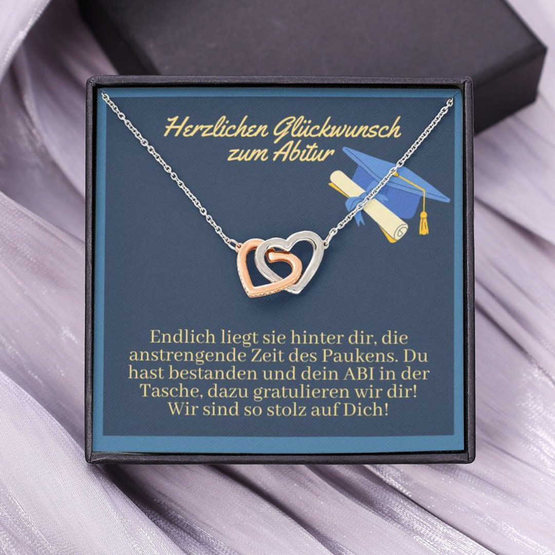 Kettenmachen 925 Sterling Silber Herz Halskette-Herzlichen Glückwunsch zum Abitur Wir sind so stolz auf Dich-Geschenk mit Nachrichtenkarte 32.59