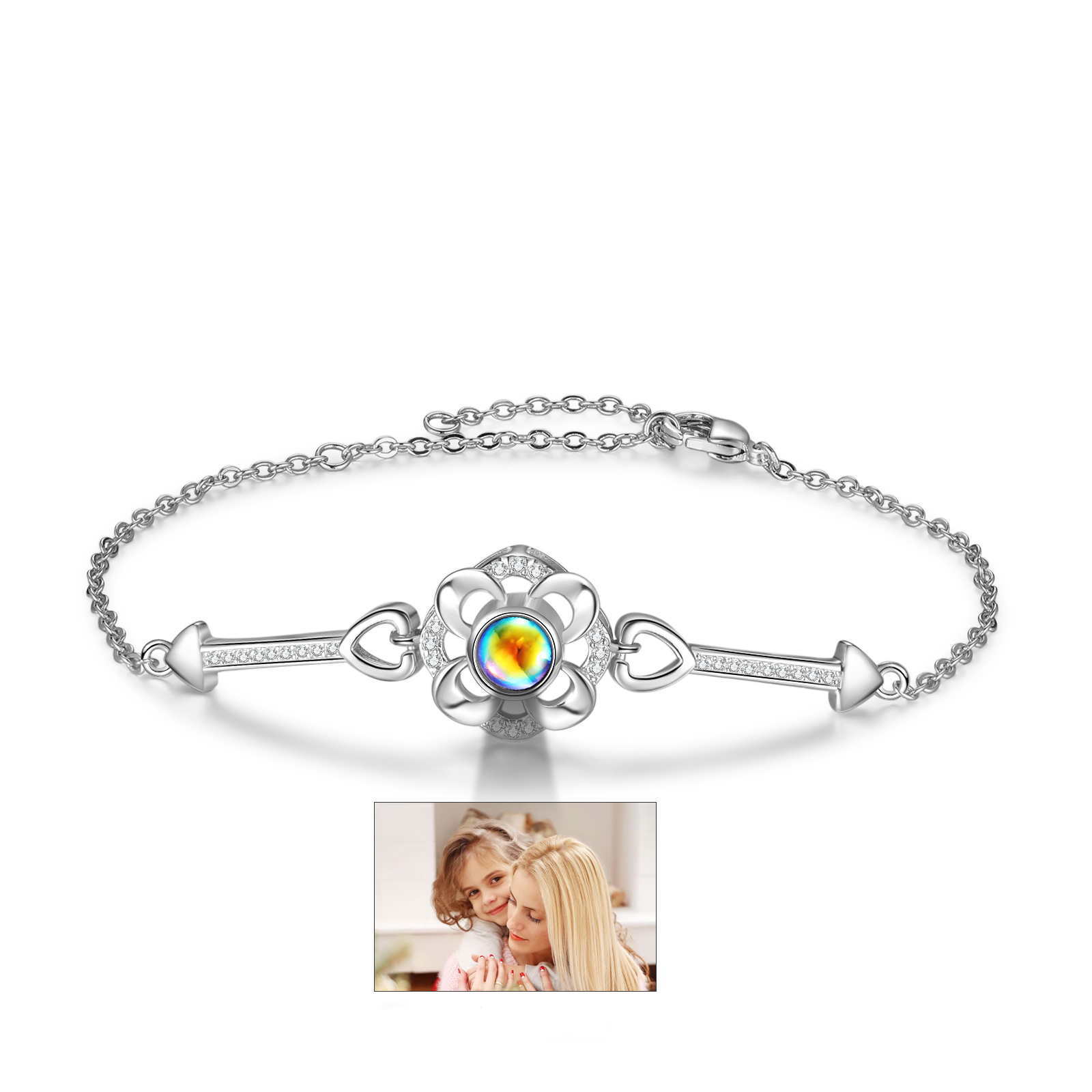 Personalisiertes Foto Blume Projektion Armband