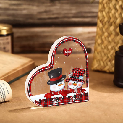Personalisierte 3 Namen Schneemann Familie Weihnachten Acryl-Deko-Schreibtischdekoration