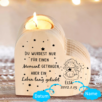 Personalisierter Name & Datum Trauer Herzform Kerzenhalter für Sternenkinder