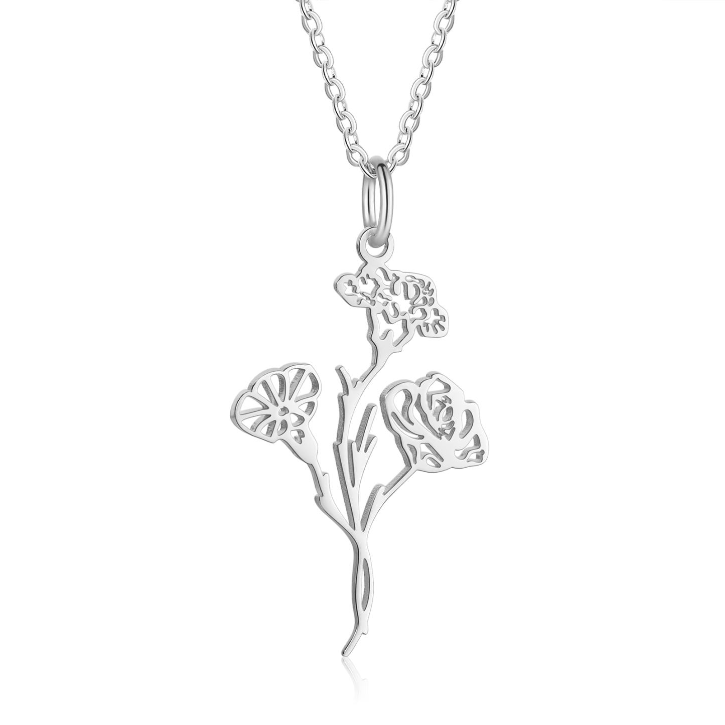 Personalisierte 1-4 Geburtsblumen Halskette - Geburtsblume Serie