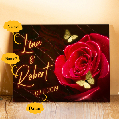 Pärchen Holzbild-Personalisierter 2 Namen & Datum Holzdekoration-für Paare