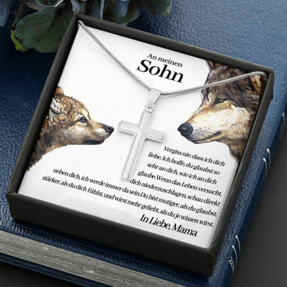 Kettenmachen 925 Sterling Silber An Meinen Sohn von Mama Kommunion Kreuz Halskette - Geschenk mit Nachrichtenkarte 31.39