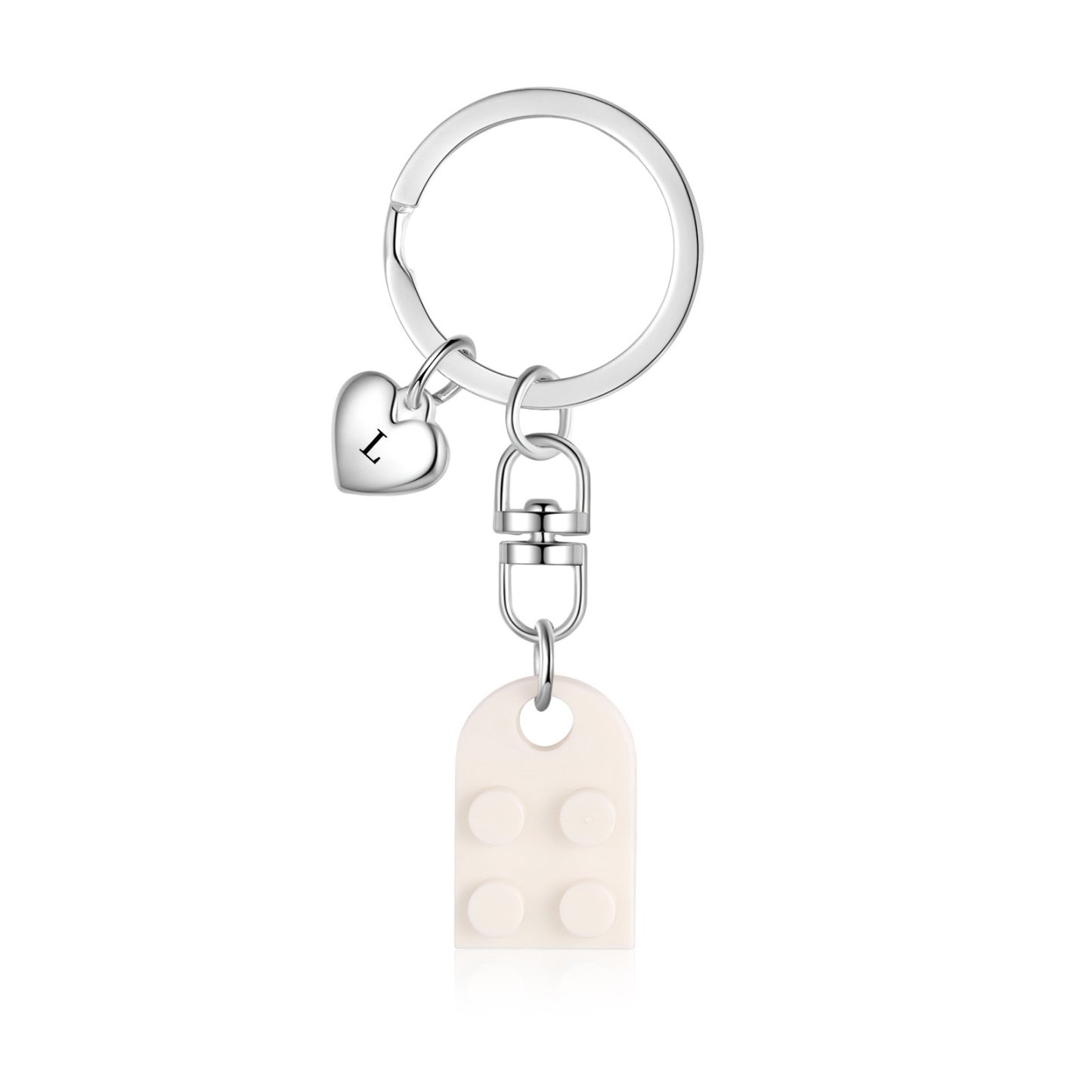 Personalisierbare 2 Buchstaben Herz Bausteine Paar Metall-Schlüsselanhänger