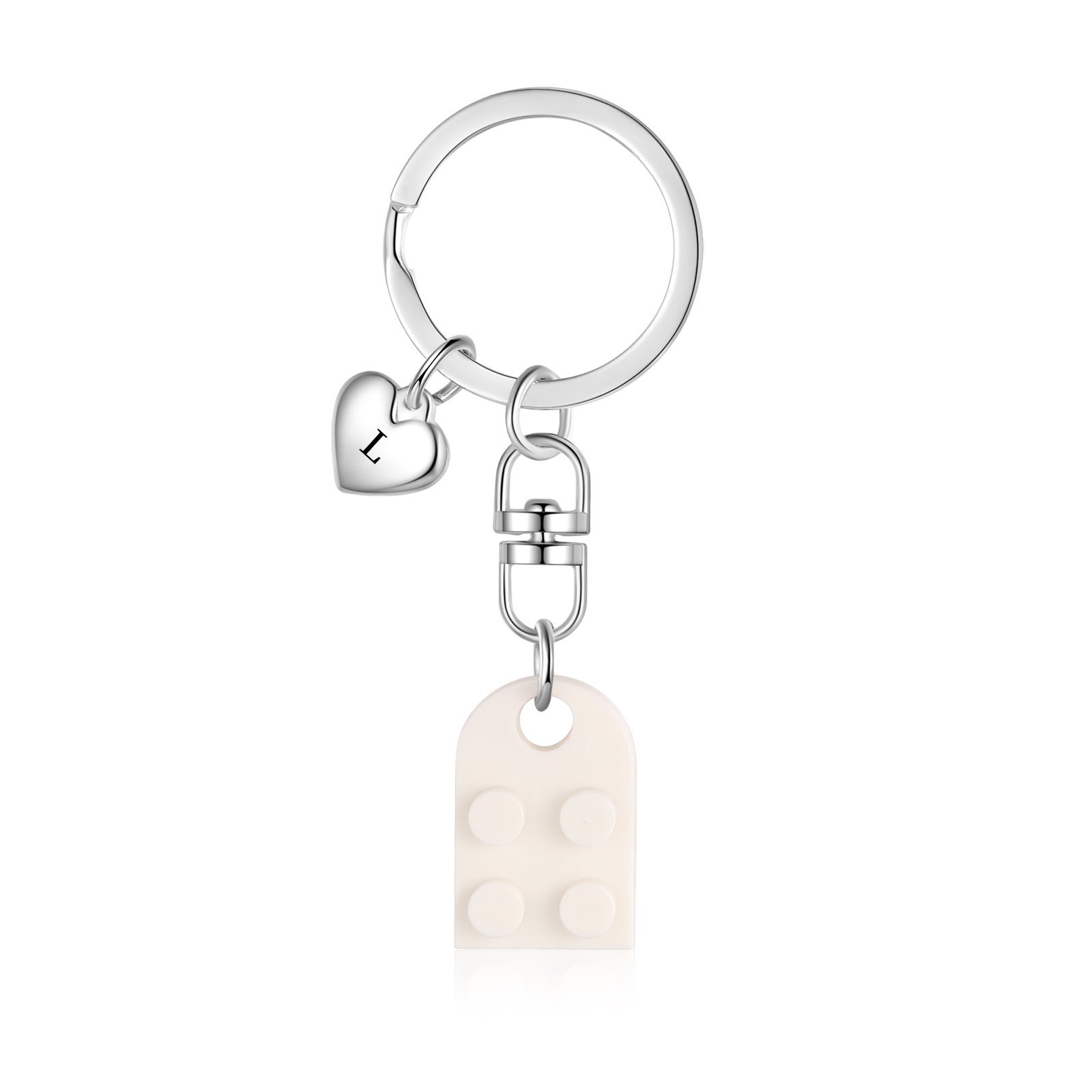 Personalisierbare 2 Buchstaben Herz Bausteine Paar Metall-Schlüsselanhänger