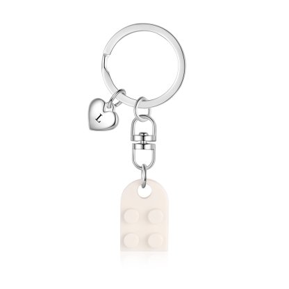 Personalisierbare 2 Buchstaben Herz Bausteine Paar Metall-Schlüsselanhänger