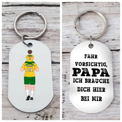 Personalisierbarer 2-4 Namen Schlüsselanhänger-Fahr vorsichtig, Papa-Geschenk für Vater