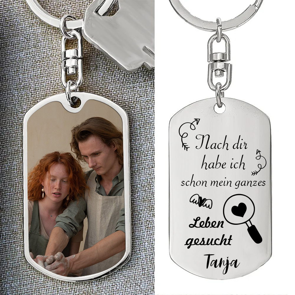Personalisierbares Foto & Name Paar Schlüsselanhänger-Nach dir habe ich schon mein ganzes Leben gesucht-Geschenk für Paare