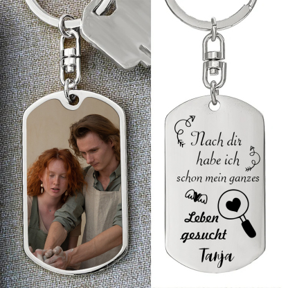 Personalisierbares Foto & Name Paar Schlüsselanhänger-Nach dir habe ich schon mein ganzes Leben gesucht-Geschenk für Paare
