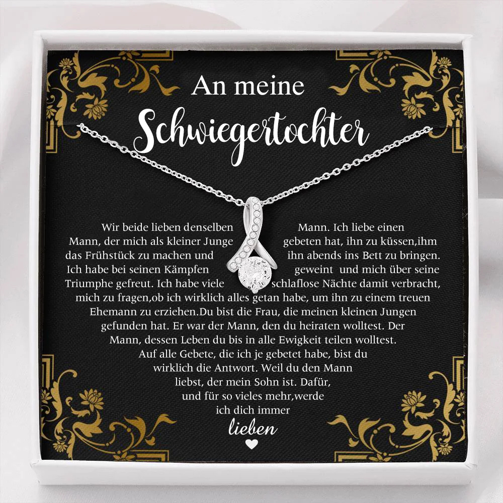 S925 Silber Halskette - An Meine Schwiegertochter - Geschenk mit Nachrichtenkarte