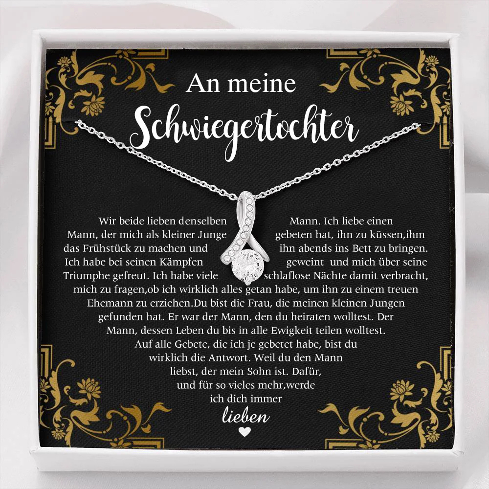 S925 Silber Halskette - An Meine Schwiegertochter - Geschenk mit Nachrichtenkarte