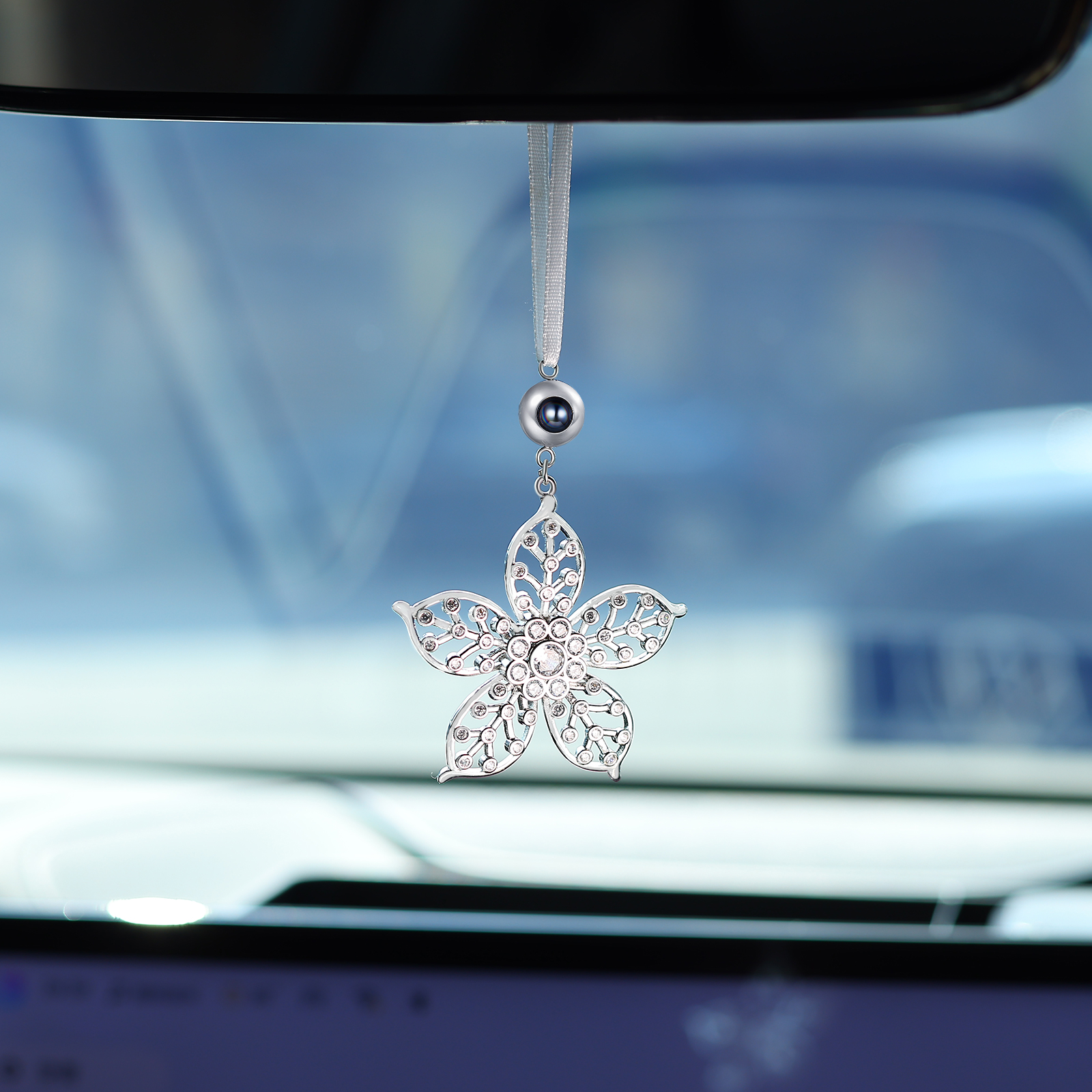 Personalisiertes Blütenornament mit Foto-Projektion zu Weihnachten, Christbaumanhänger, Weihnachtsanhänger, Ornament