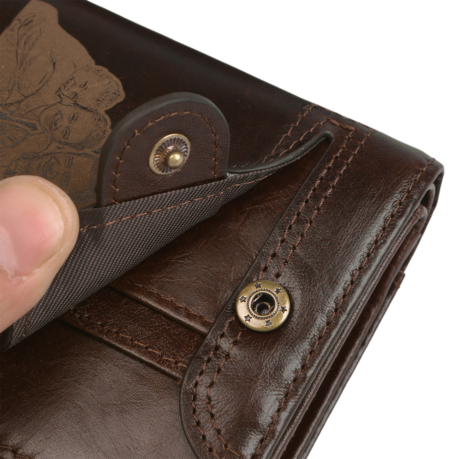 Personalisierte Herren-Geldbörse aus echtem Leder mit Foto-Gravur und Münzfach