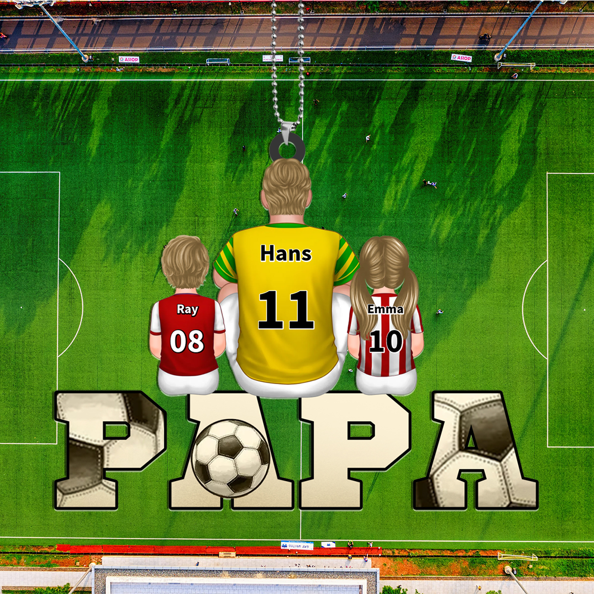 Personalisiertes Fußball-„PAPA“-Ornament mit Namen & Nummern