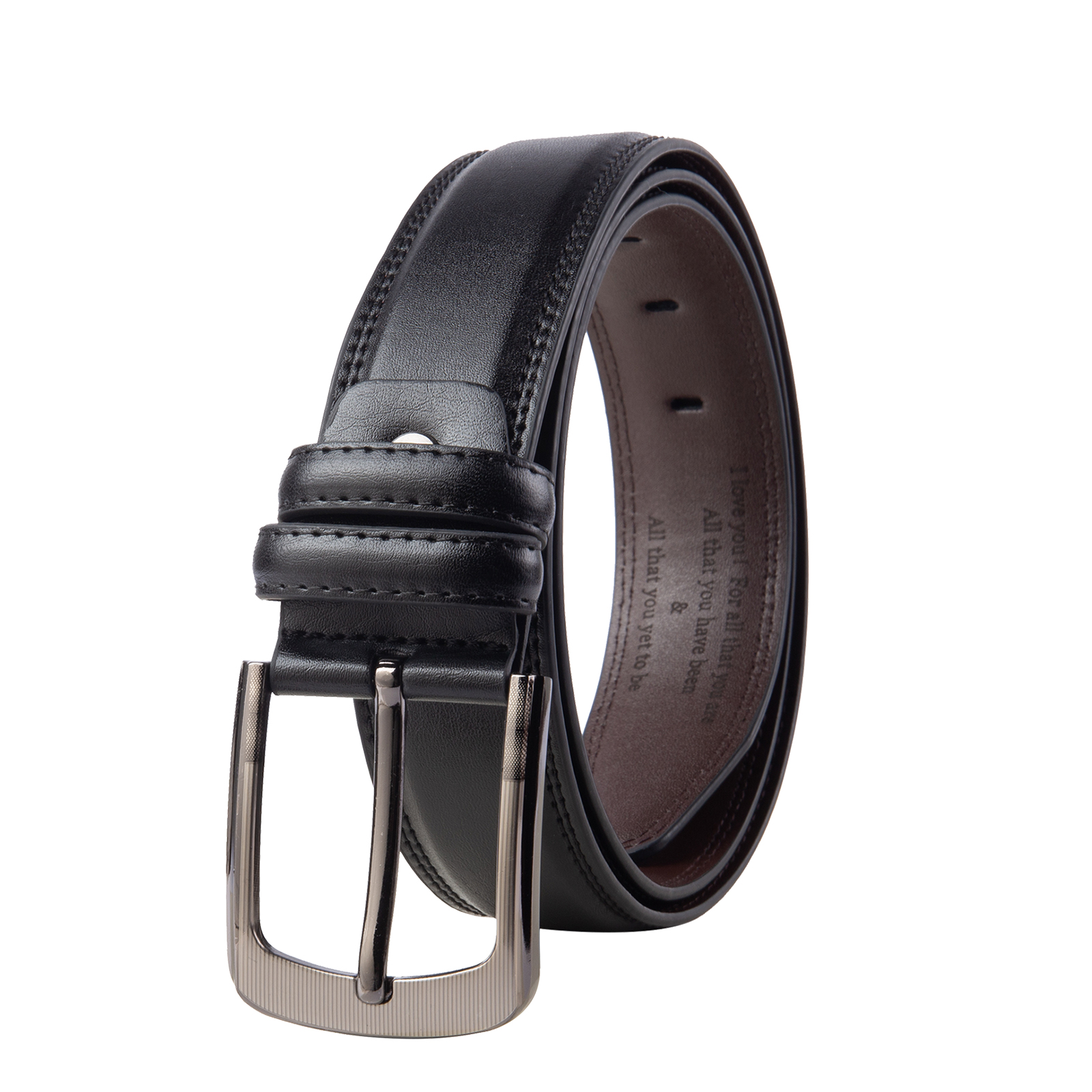 Personalisierter 1 Text Gelb Schwarz Braun Herren Ledergürtel - Geschenk für Ehemann/Freund