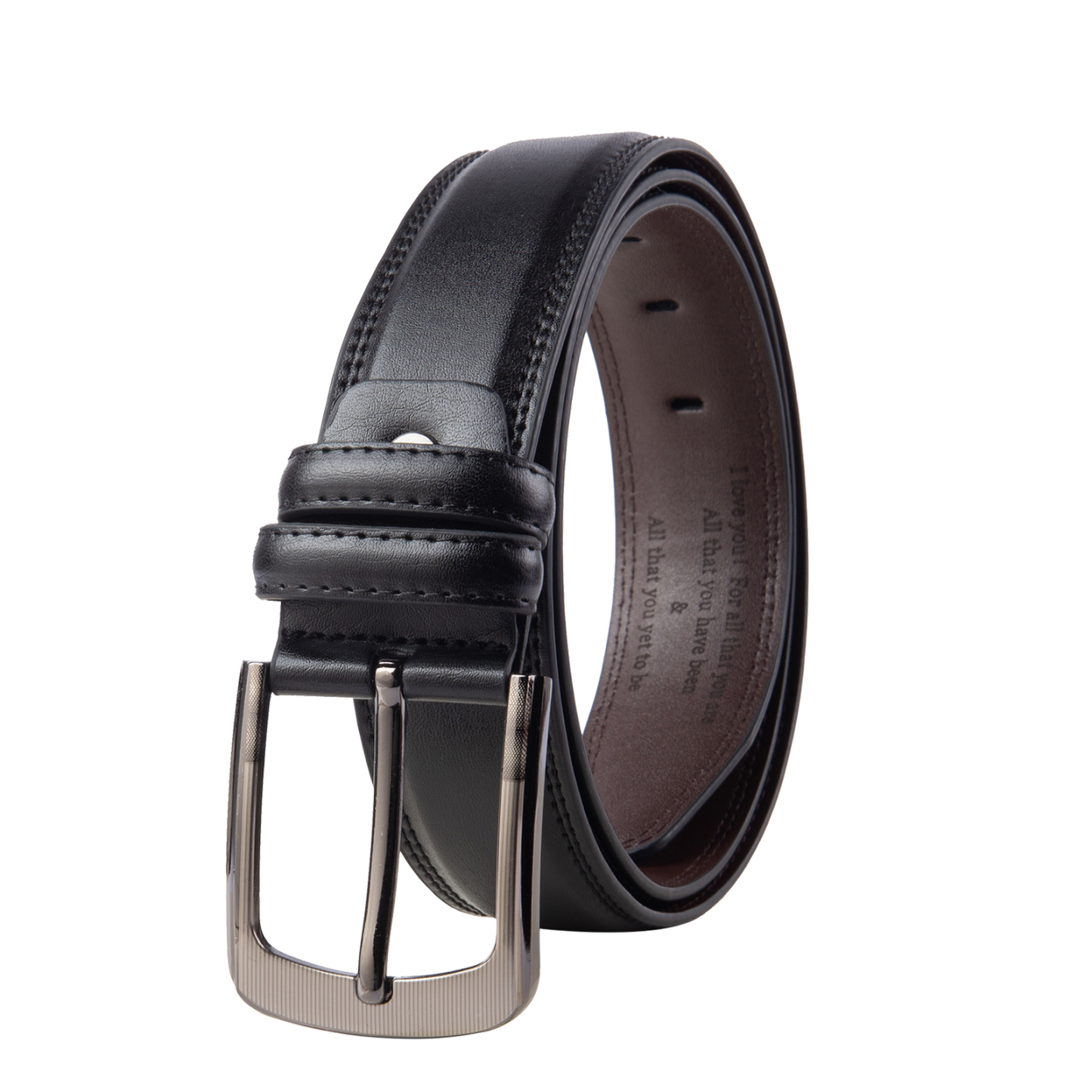 Personalisierter 1 Text Gelb Schwarz Braun Herren Ledergürtel - Geschenk für Ehemann/Freund