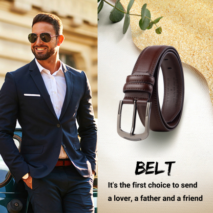 Personalisierter 1 Text Gelb Schwarz Braun Herren Ledergürtel - Geschenk für Ehemann/Freund