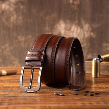 Personalisierter 1 Text Gelb Schwarz Braun Herren Ledergürtel - Geschenk für Ehemann/Freund