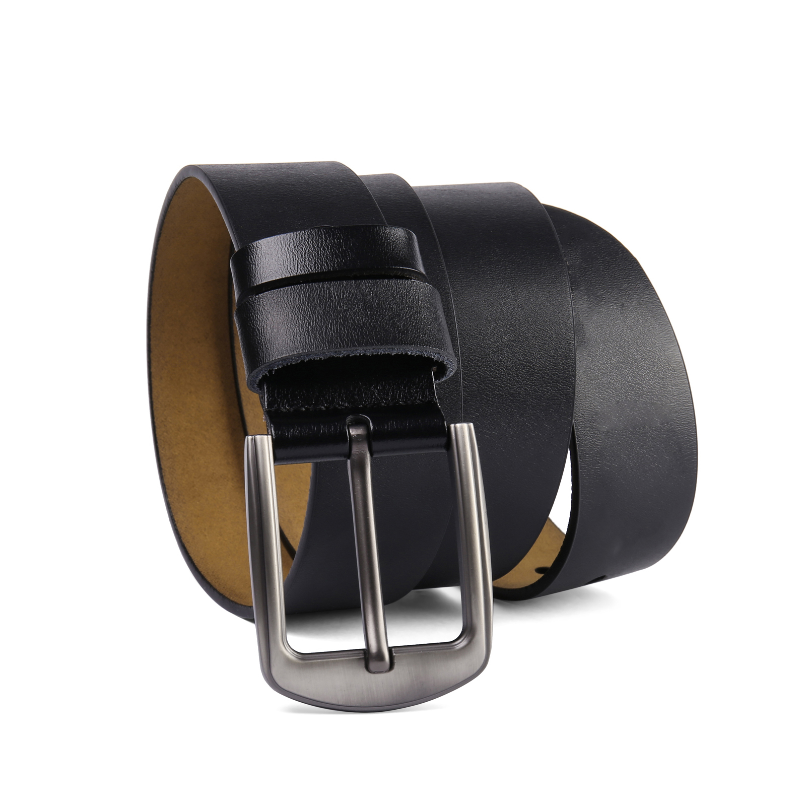 Personalisierter 1 Name Schwarz Braun Herren Ledergürtel - Ich liebe dich - Geschenk für Ehemann/Freund