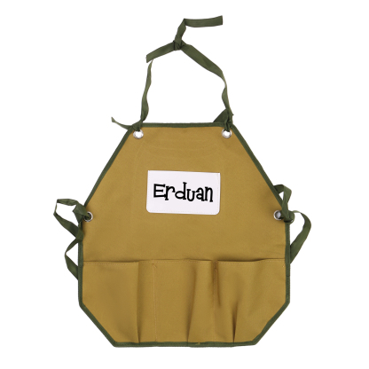 Personalisierter 1 Name Kinder-Malschürze in Khaki mit 18 verschiedenen motiven für Kinder