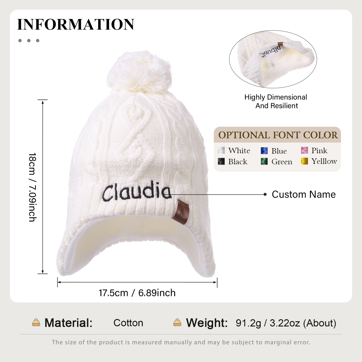 Personalisierbarer Name Strick Stickerei Beanie Mütze – In 4 Farben erhältlich für den perfekten Winterlook