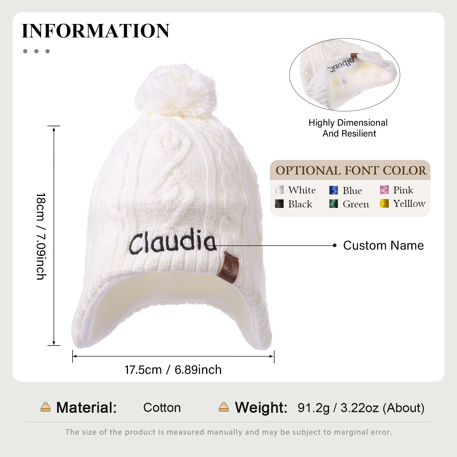 Personalisierbarer Name Strick Stickerei Beanie Mütze – In 4 Farben erhältlich für den perfekten Winterlook
