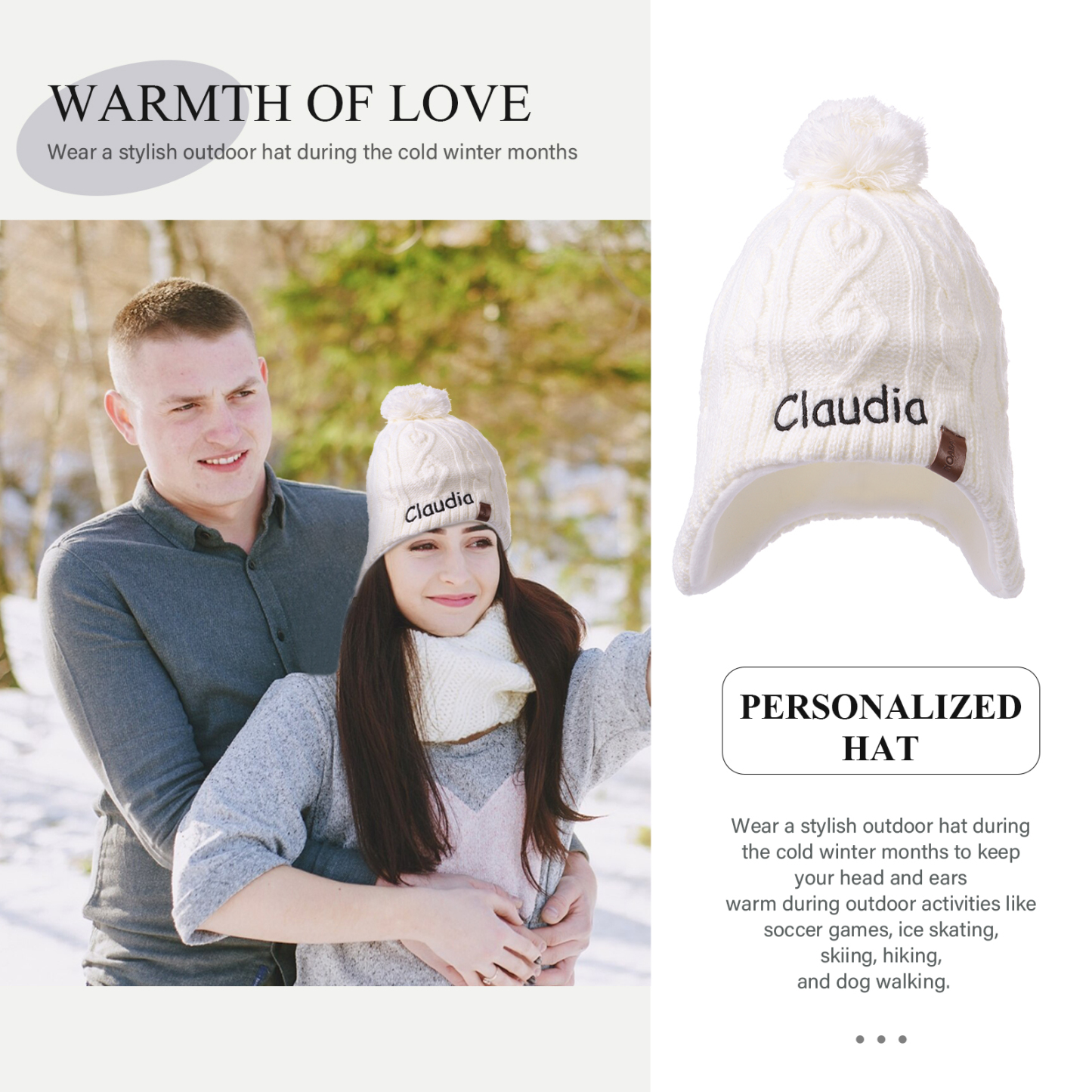 Personalisierbarer Name Strick Stickerei Beanie Mütze – In 4 Farben erhältlich für den perfekten Winterlook