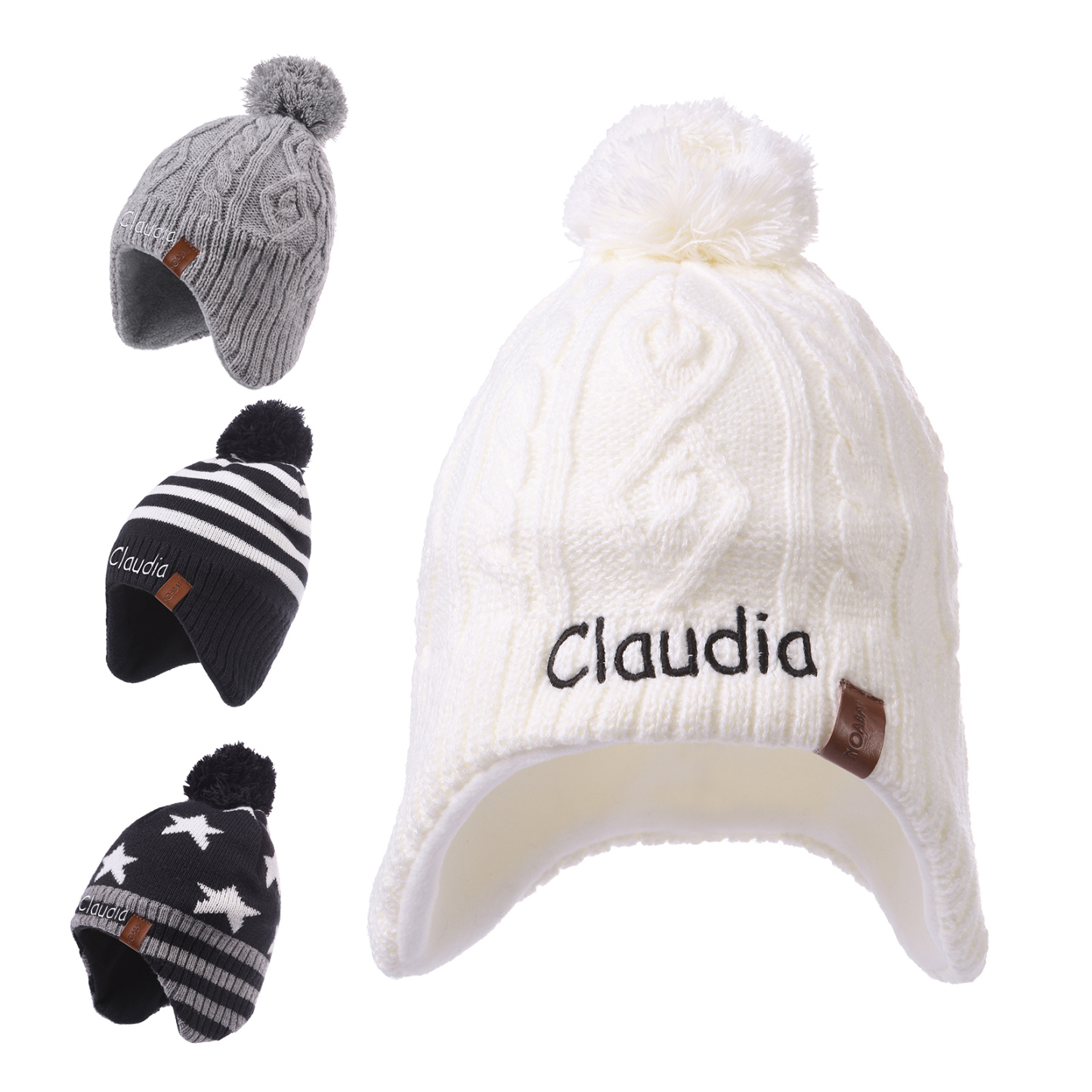 Personalisierbarer Name Strick Stickerei Beanie Mütze – In 4 Farben erhältlich für den perfekten Winterlook