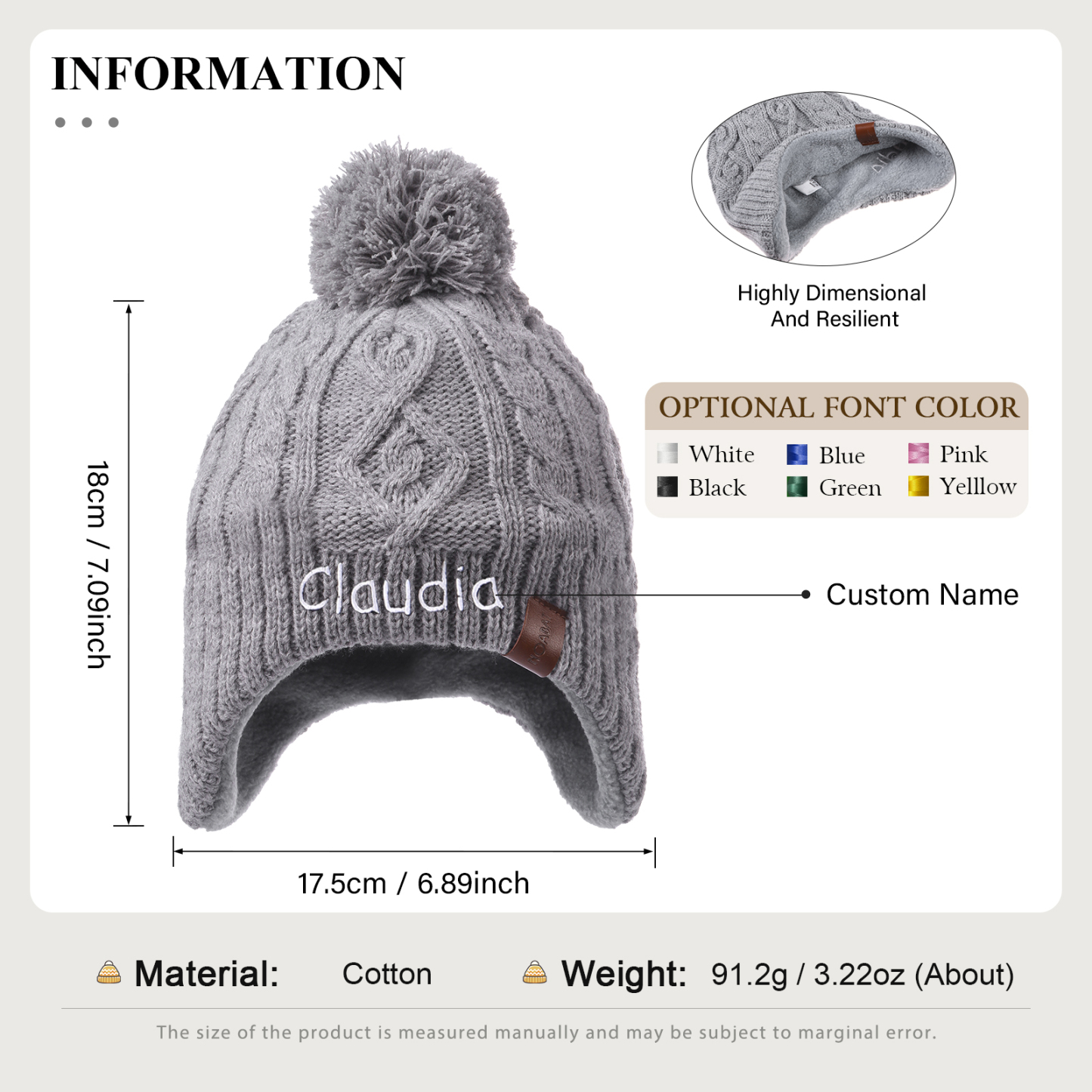 Personalisierbarer Name Strick Stickerei Beanie Mütze – In 4 Farben erhältlich für den perfekten Winterlook