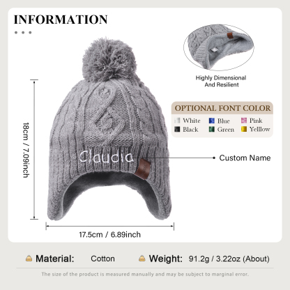 Personalisierbarer Name Strick Stickerei Beanie Mütze – In 4 Farben erhältlich für den perfekten Winterlook