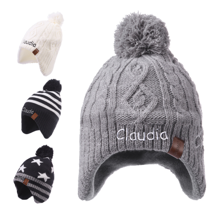 Personalisierbarer Name Strick Stickerei Beanie Mütze – In 4 Farben erhältlich für den perfekten Winterlook