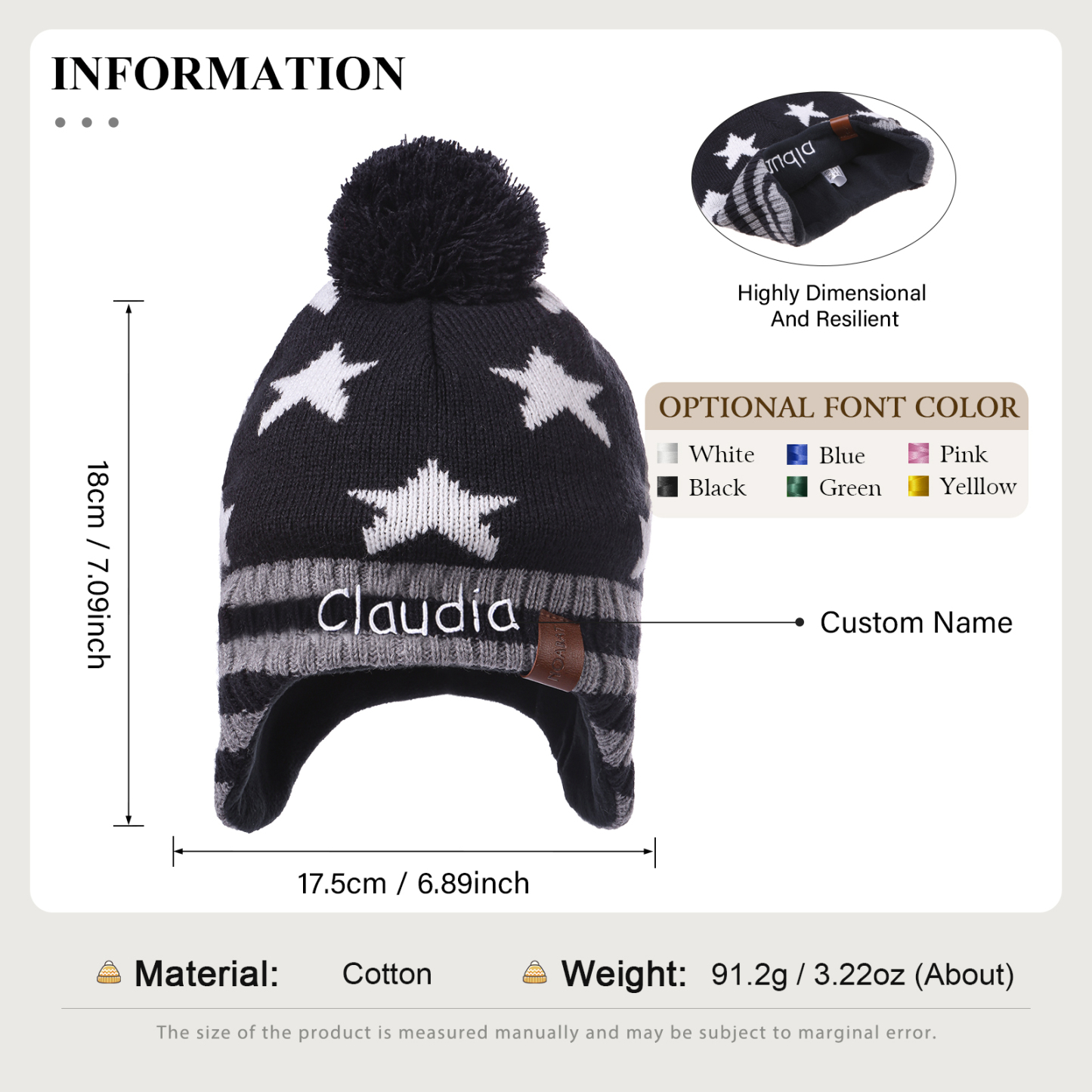 Personalisierbarer Name Strick Stickerei Beanie Mütze – In 4 Farben erhältlich für den perfekten Winterlook