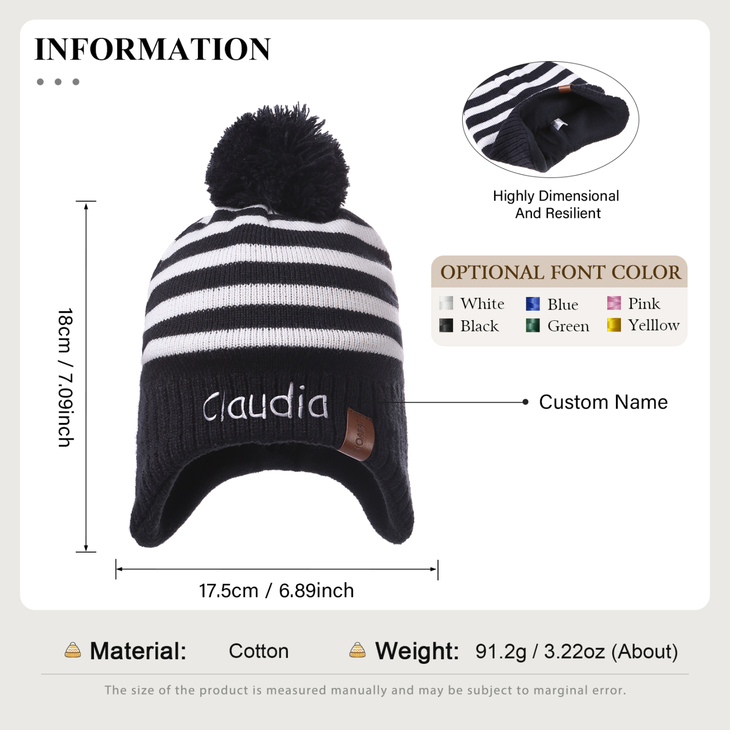 Personalisierbarer Name Strick Stickerei Beanie Mütze – In 4 Farben erhältlich für den perfekten Winterlook