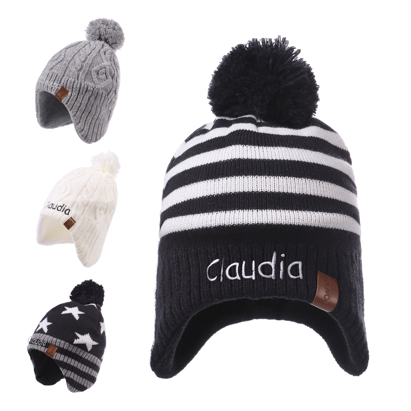 Personalisierbarer Name Strick Stickerei Beanie Mütze – In 4 Farben erhältlich für den perfekten Winterlook