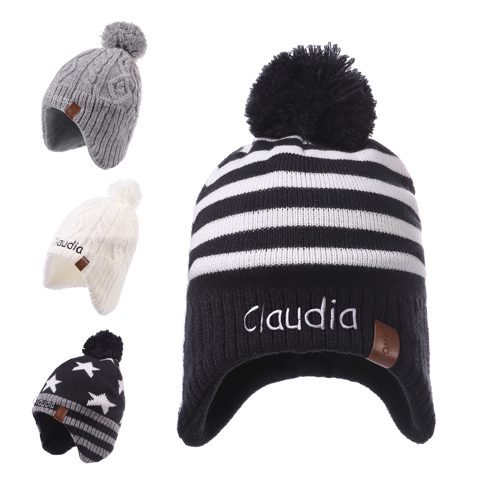 Personalisierbarer Name Strick Stickerei Beanie Mütze – In 4 Farben erhältlich für den perfekten Winterlook