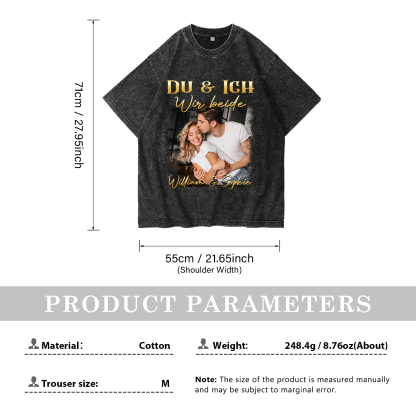 Personalisierte 2 Namen & Foto Liebespaar Schwarz Partner T-Shirts Zeige deine Liebe mit Stil